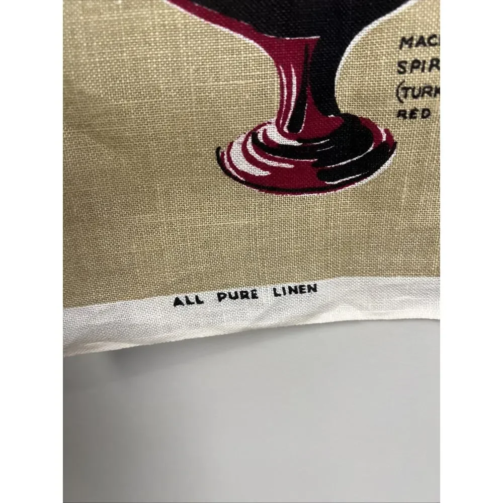 Vintage Irish Linen Tea‎ Towel Exotic Wine Bottles Cool Graphics